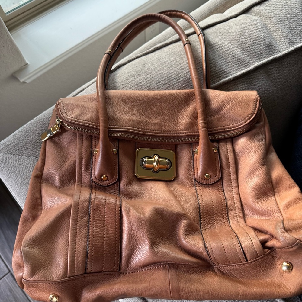 B. Makowsky Tan Leather Satchel